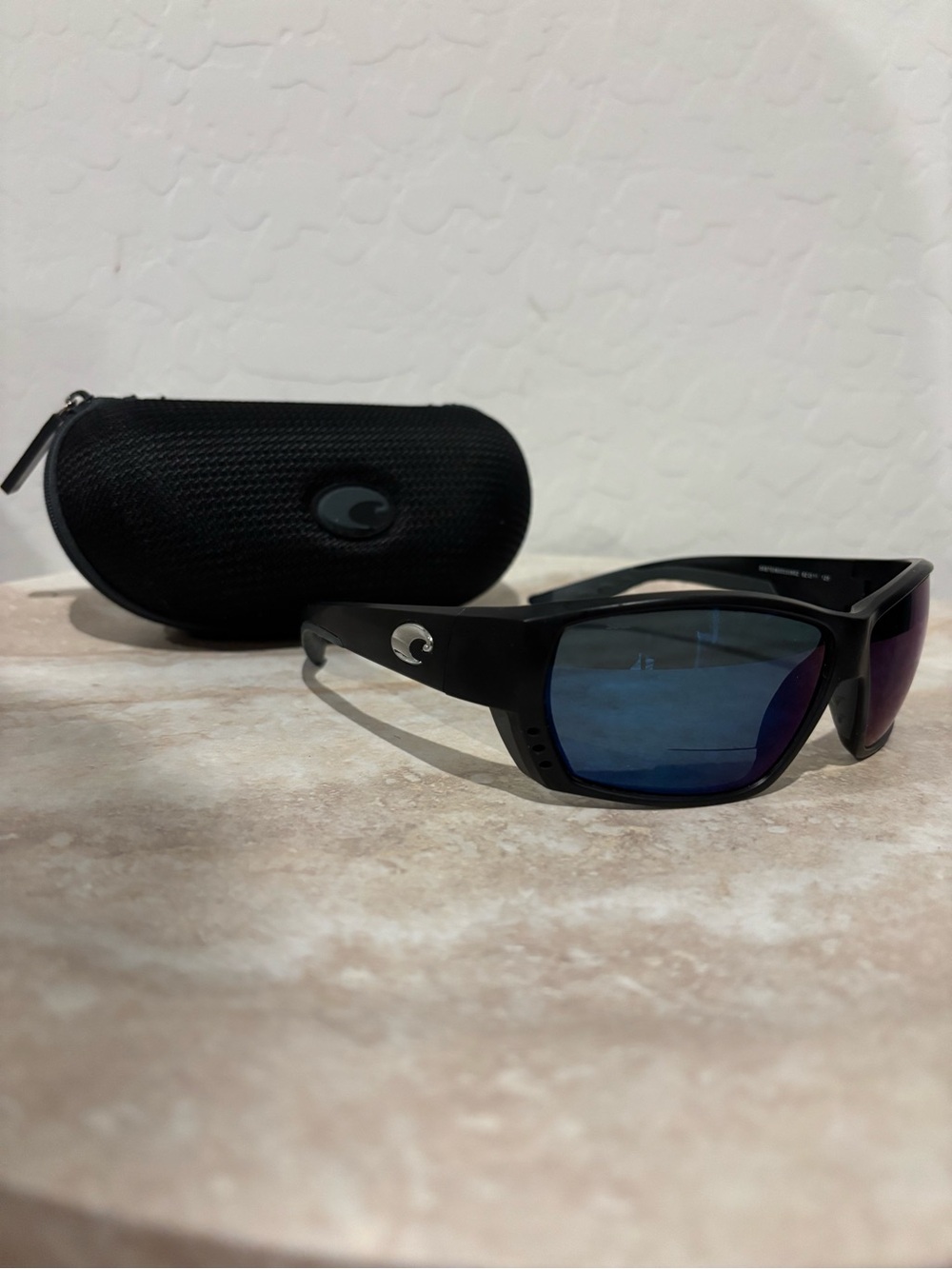 Costa Tuna Alley Black Frame Sunglasses with Blue Mirrored Lenses